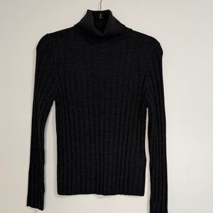 Banana Republic Charcoal Ribbed Merino Wool Turtleneck Sweater